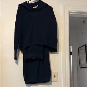 Vineyard Vines - Navy Blue Waffleknit Sweater and Pants Set, Size M Top/L bottom